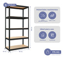 Estantería Metálica 5 Estantes Reforzada 90x40x180 cm – Alta Capacidad 175 kg por Nivel (ENVÍO GRATIS)
