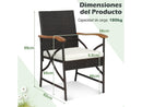 2 Silla Jardin Exterior con Cojín Suave con Cremallera, Marco de Metal Resistente, Sillas Terraza Mimbre