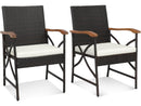 2 Silla Jardin Exterior con Cojín Suave con Cremallera, Marco de Metal Resistente, Sillas Terraza Mimbre
